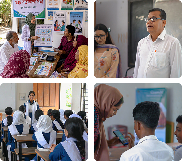 GramAI classroom sessions with students and educators in Bangladesh